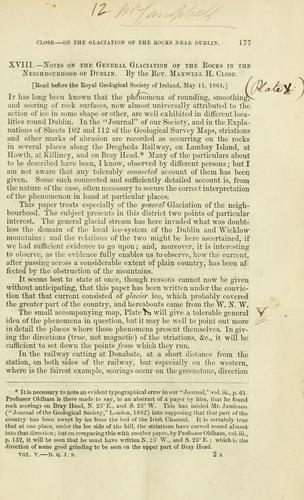 Notes on the general glaciation of the rocks in the neighbourhood of Dublin