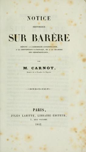 Notice historique sur Barère