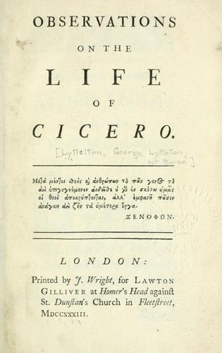 Observations on the life of Cicero.