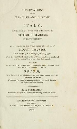 Observations on the manners and customs of Italy, with remarks on the vast importance of British commerce on that continent