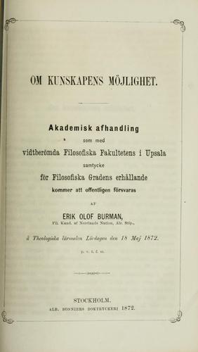 Om kunskapens möjlighet ...