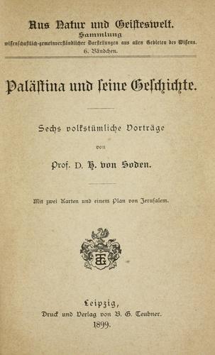 Palästina und seine Geschichte sechs volkstümliche Vorträge ...