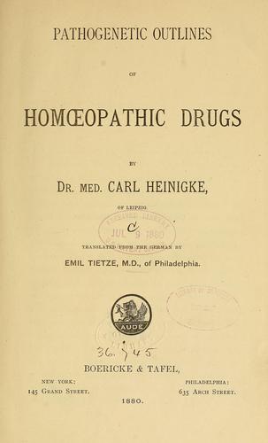 Pathogenetic outlines of homœpathic drugs
