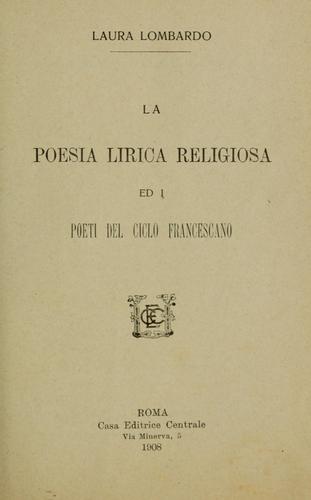 Poesia lirica religiosa ed i poeti del ciclo francescano.