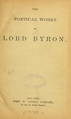 The poetical works of Lord Byron...