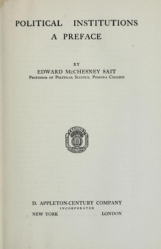 Political Institutions: a Preface.