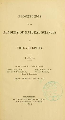Proceedings of the Academy of Natural Sciences of Philadelphia, Volume 36