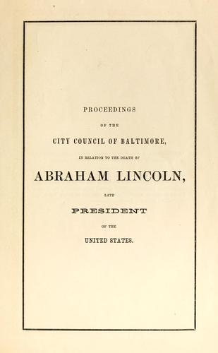 Proceedings of the City Council of Baltimore