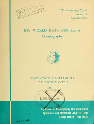 Productivity measurements in the world ocean