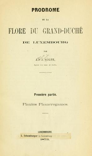 Prodrome de la flore du Grand-Duché de Luxembourg.