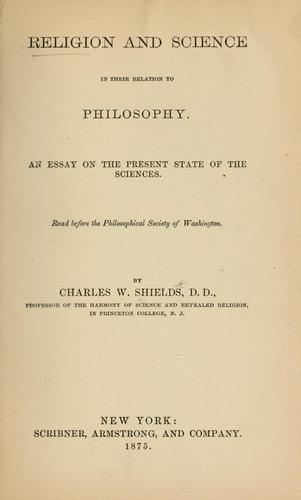Religion and science in their relation to philosophy