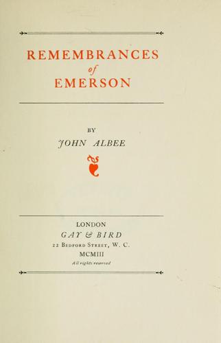 Remembrances of Emerson.