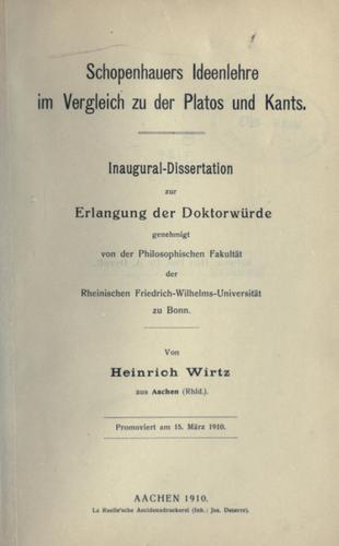 Schopenhauers Ideenlehre im Vergleich zu der Platos und Kants.