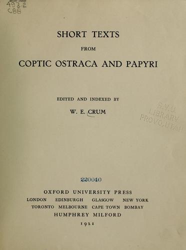 Short texts from Coptic ostraca and papyri