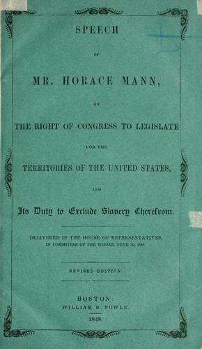Speech of Mr. Horace Mann