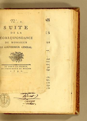 Suite de la correspondance de Monsieur le gouverneur général