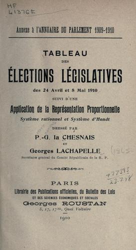 Tableau des élections législatives des 24 avril et 8 juin 1910