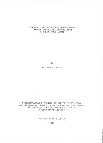 Teachers' perceptions of role change through shared decision making