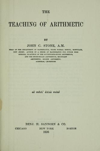 The teaching of arithmetic