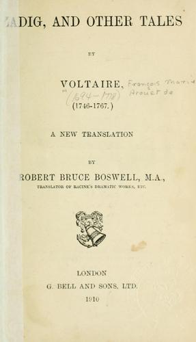 Zadig, and other tales, 1746-1767.