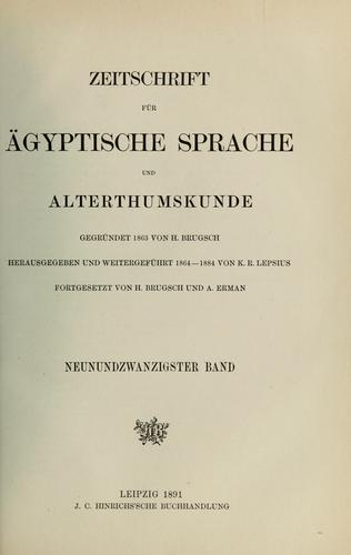 Zeitschrift für ägyptische Sprache und Altertumskunde