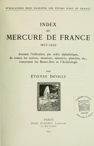 Index du Mercure de France, 1672-1832