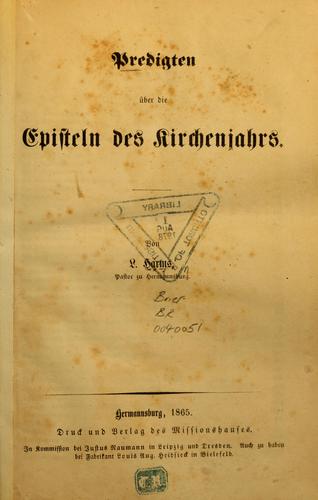 Predigten über die Episteln des Kirchenjahrs