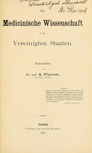 Die medicinische wissenschaft in den Vereinigten Staaten.