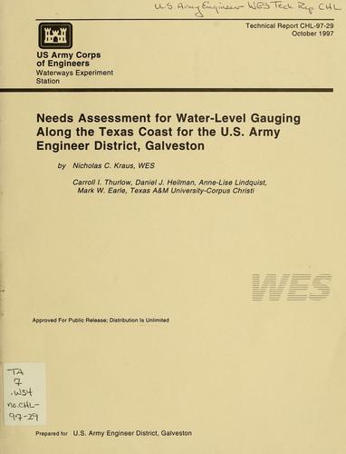 Needs assessment for water-level gauging along the Texas coast for the U.S. Army Engineer District, Galveston