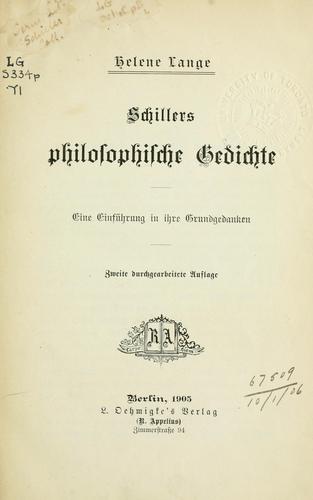 Schillers philosophische Gedichte