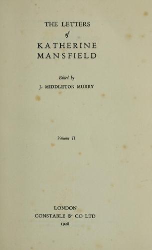 The letters of Katherine Mansfield