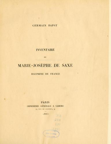 Inventaire de Marie Josèphe de Saxe, dauphine de France