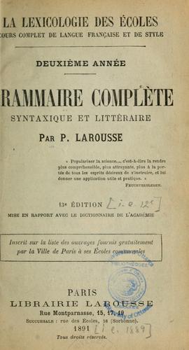 Grammaire complète syntaxique et littéraire