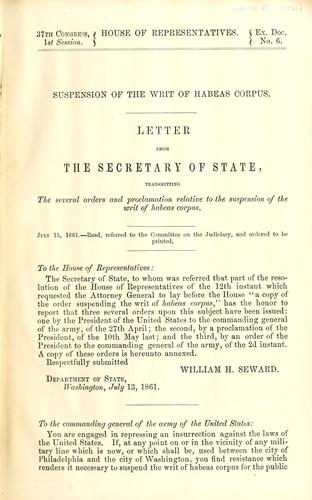 Suspension of the writ of habeas corpus