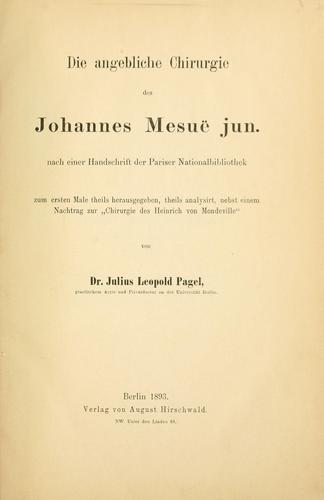 Die angebliche Chirurgie des Johannes Mesuë, jun