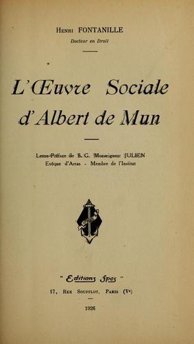 L'oeuvre sociale d'Albert De Mun