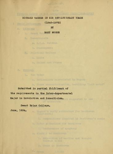 Richard Wagner in his revolutionary years (1848-1875)