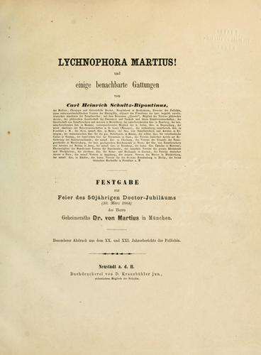Lychnophora Martius! und einige benachbarte Gattungen