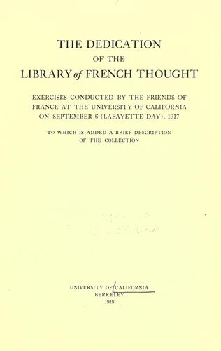 The dedication of the Library of French thought