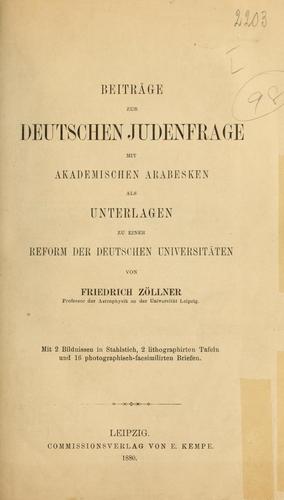 Beiträge zur deutschen Judenfrage