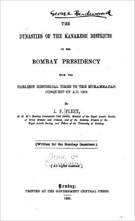 The Dynasties of the Kanarese Districts of the Bombay Presidency
