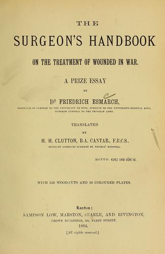 The surgeon's handbook on the treatment of wounded in war