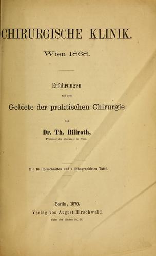 Chirurgische Klinik, Wien 1868