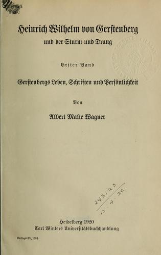 Heinrich Wilhelm von Gerstenberg und der Sturm und Drang