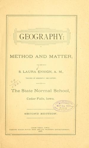 Geography; method and matter