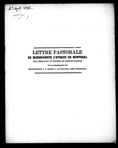 Lettre pastorale de Monseigneur l'évêque de Montréal