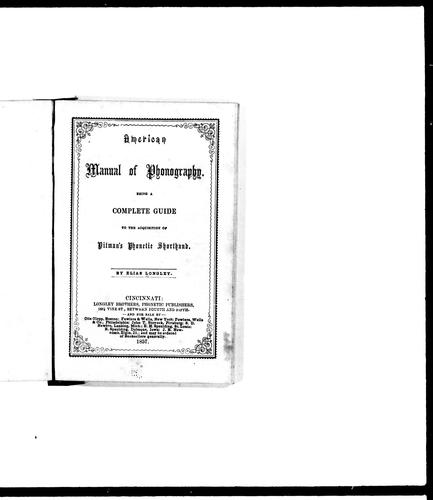 American manual of phonography