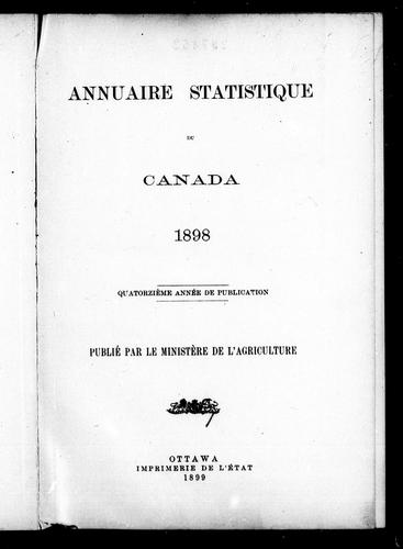 Annuaire statistique du Canada 1898