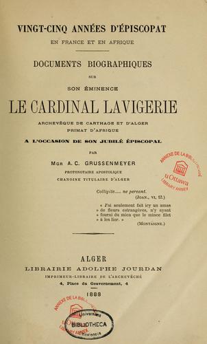Vingt-cinq années d'épiscopat en France et en Afrique