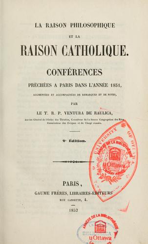 La raison philosophique et la raison catholique